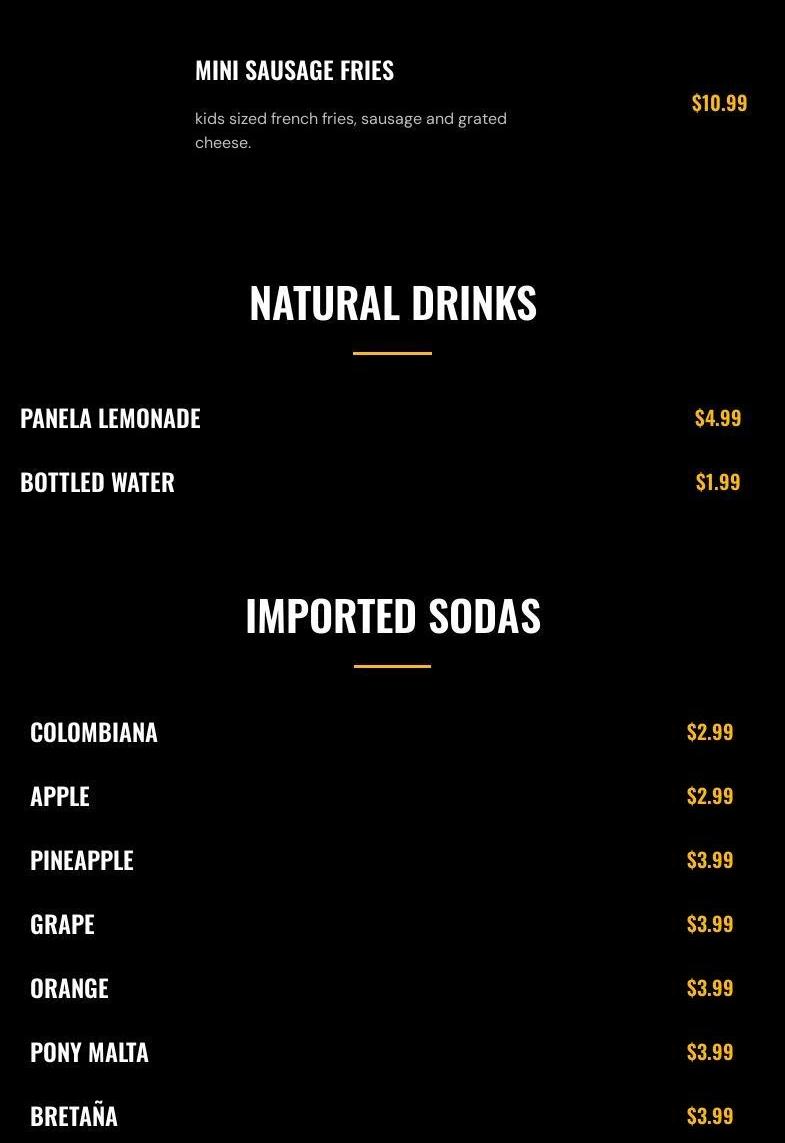 Parceros Burger Grill Menu