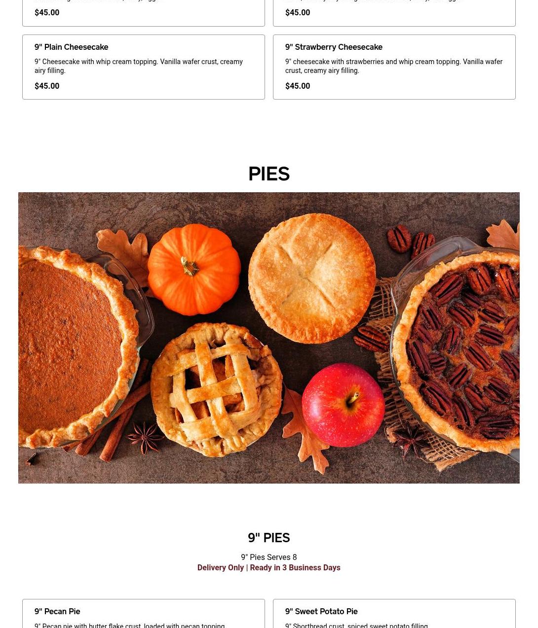 Parks Pastries Menu