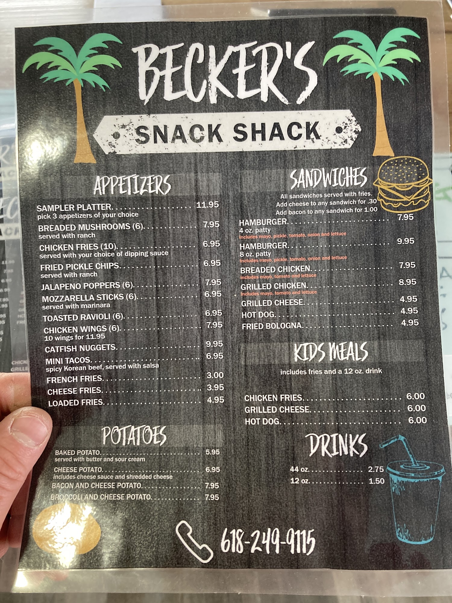 Becker’s Snack Shack Menu