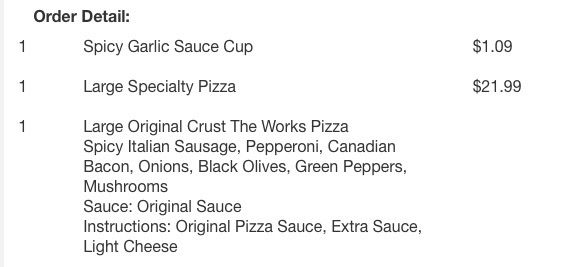 Papa Johns Pizza Menu