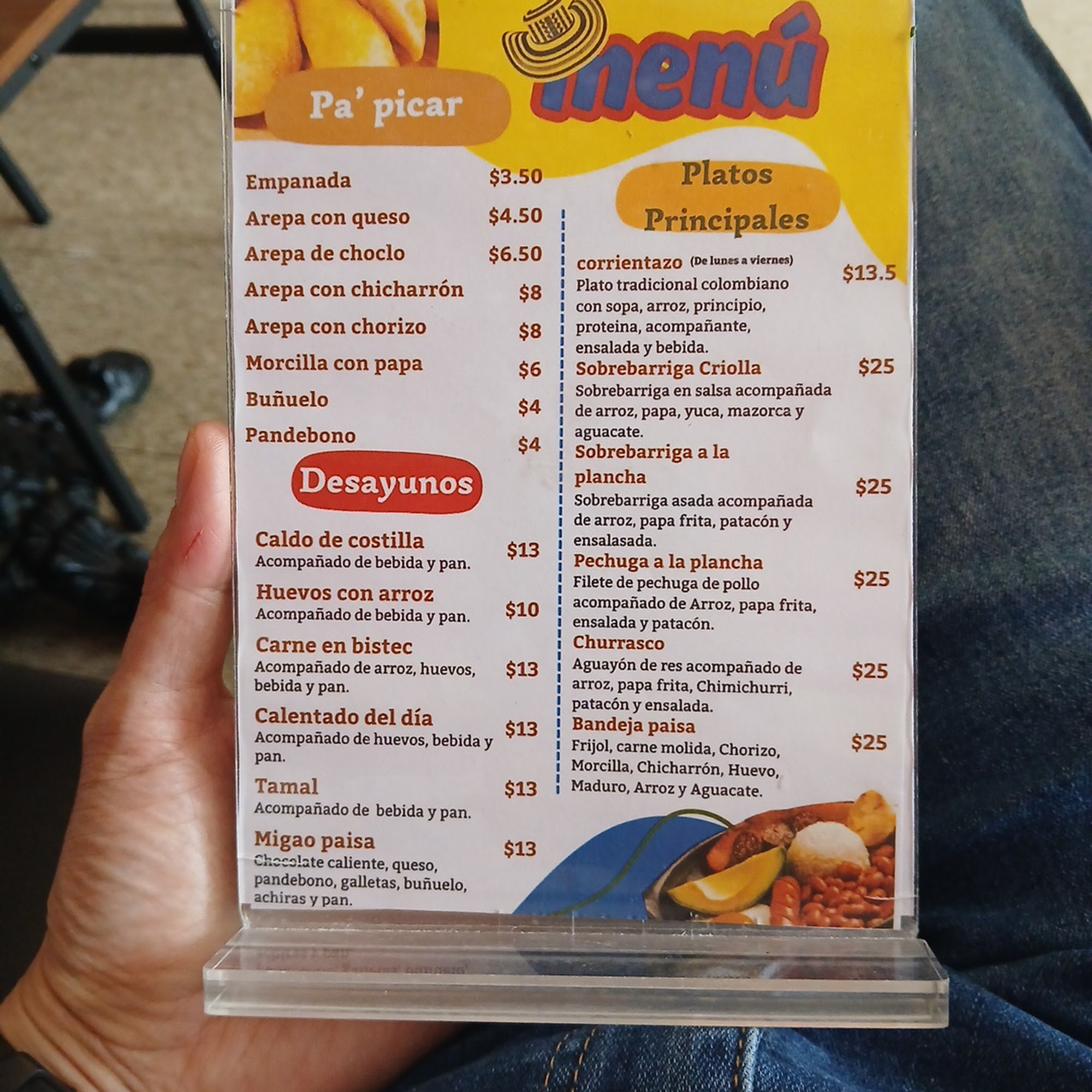 El Parche colombiano Menu