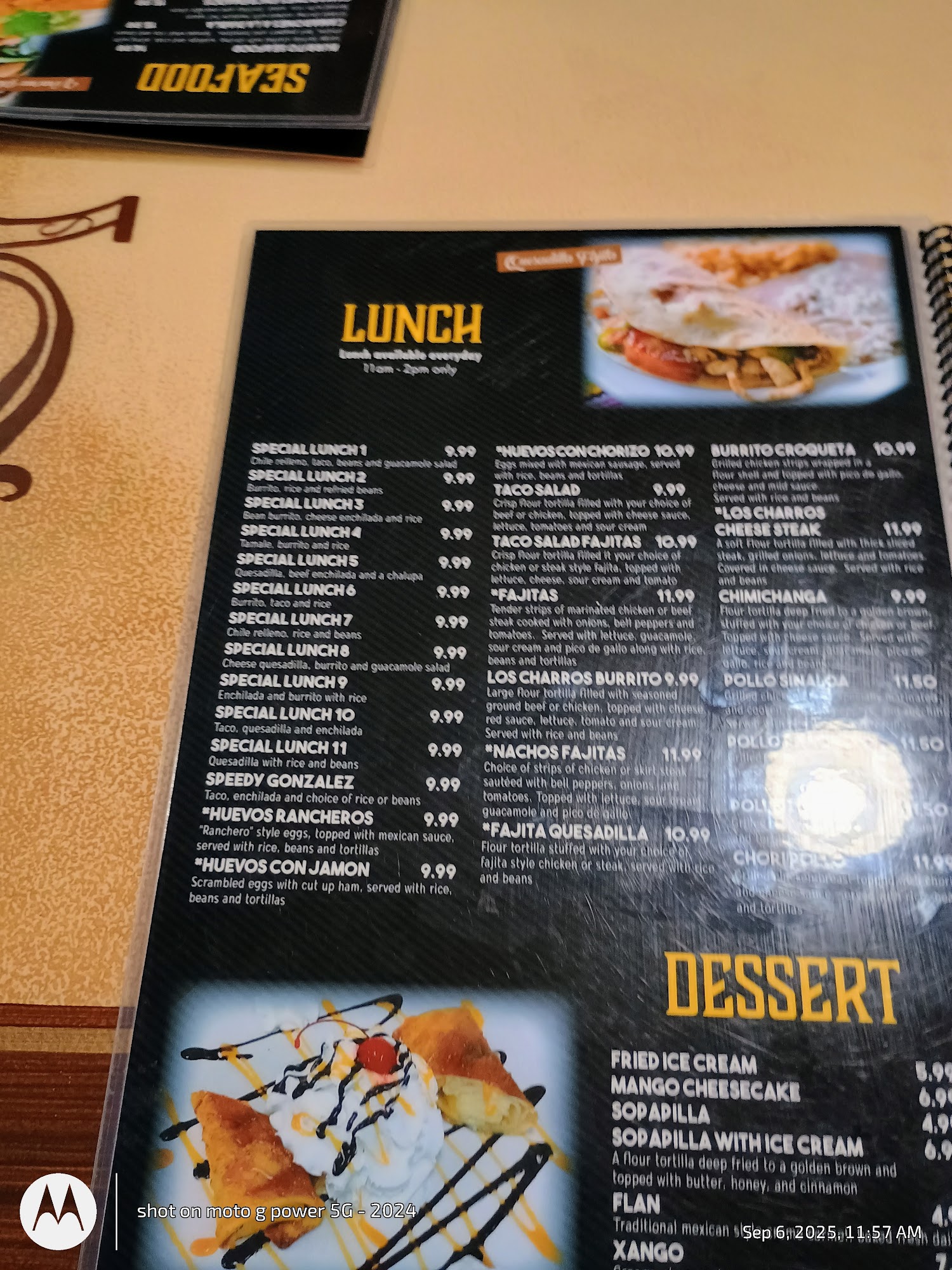 Los Charros East Menu