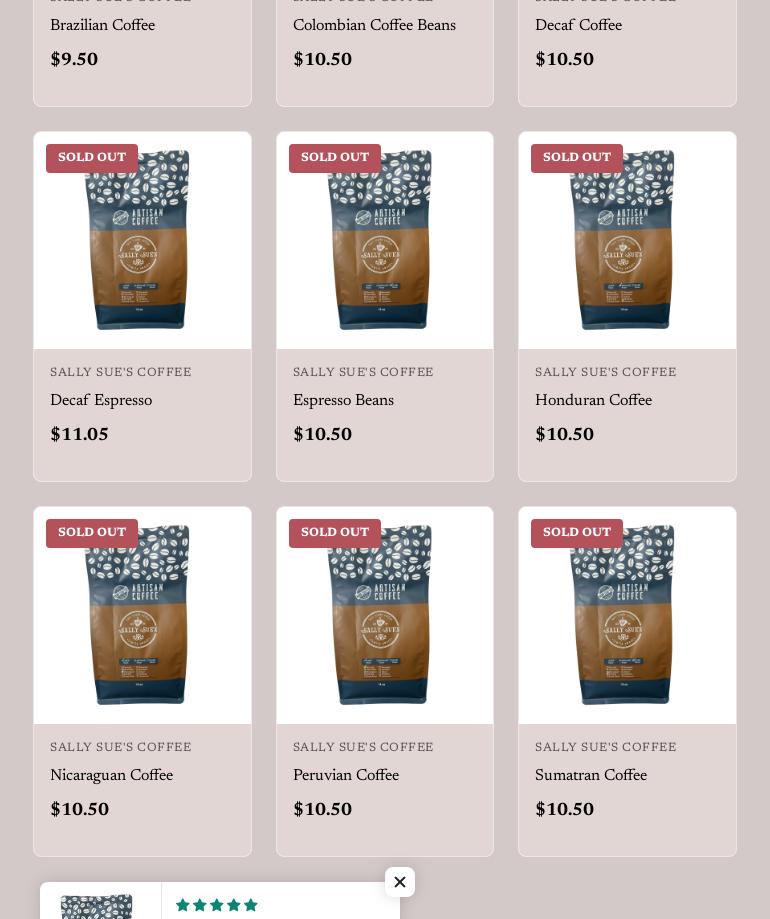 Sally Sue's Coffee Menu