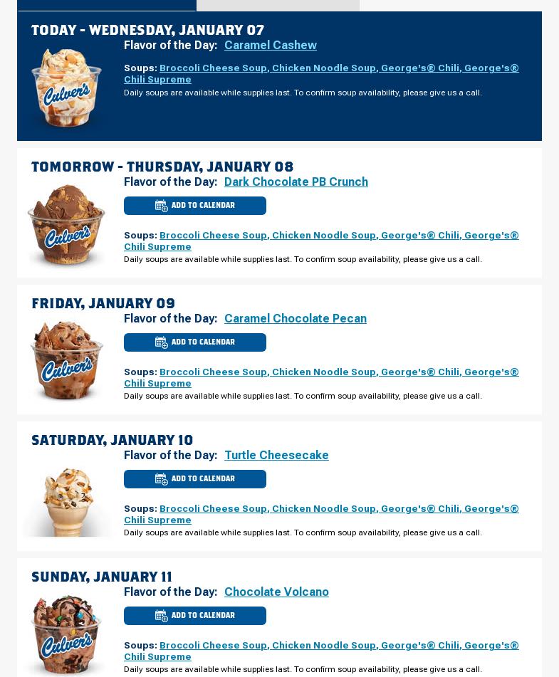 Culver’s Menu