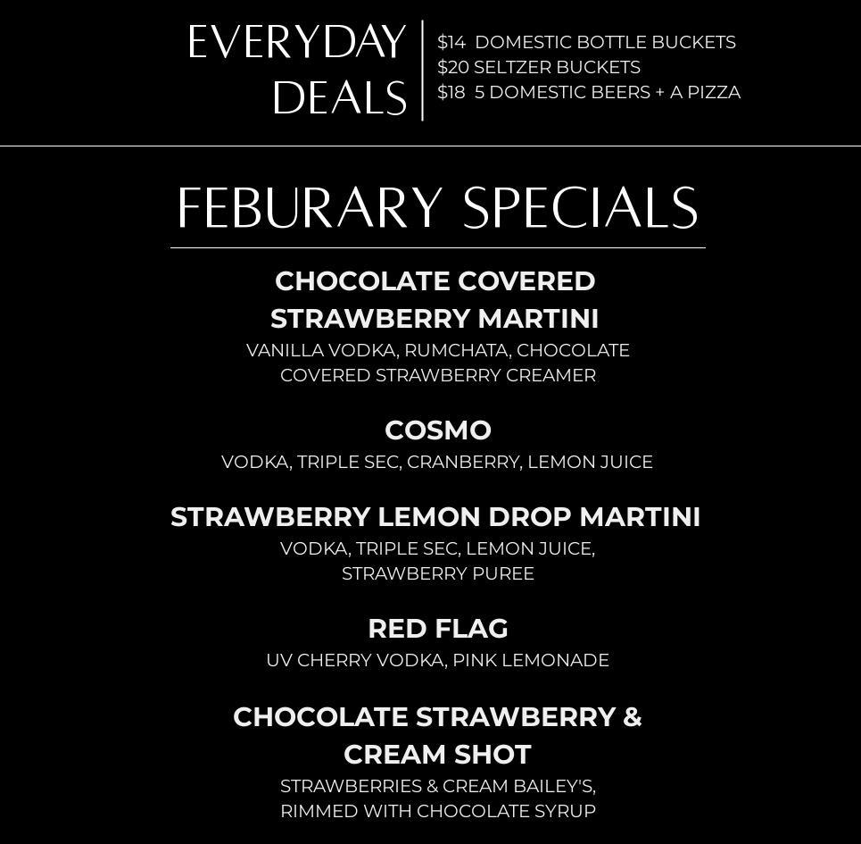Tryst Lounge Menu