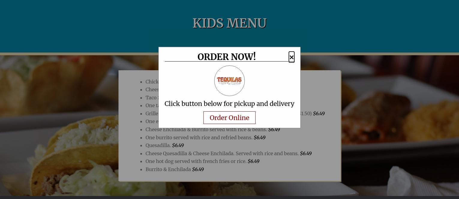 Tequilas Mexican Restaurant Menu