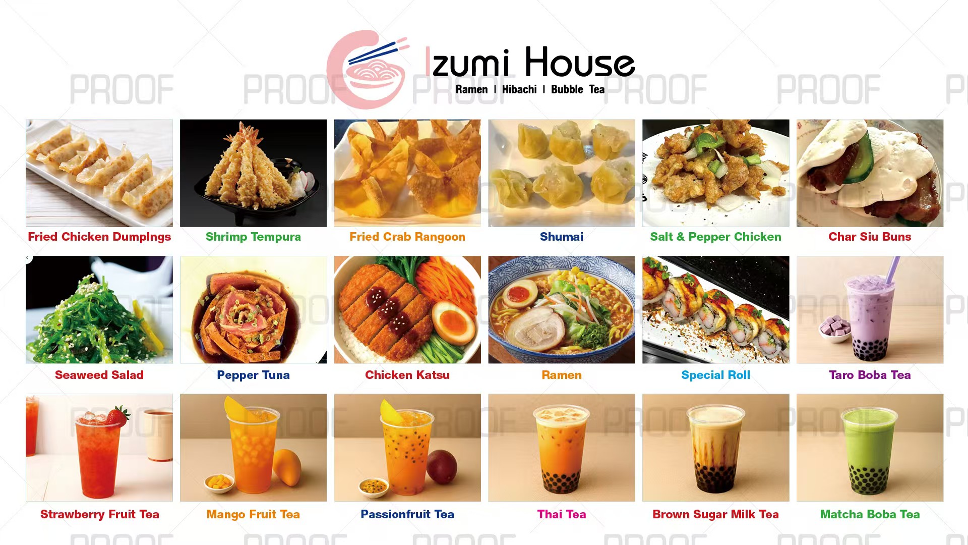 Izumi house Menu