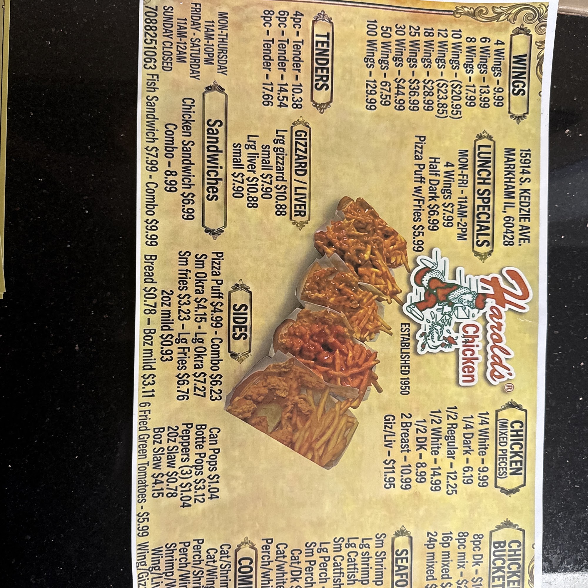 Harold’s Chicken Markham IL Menu