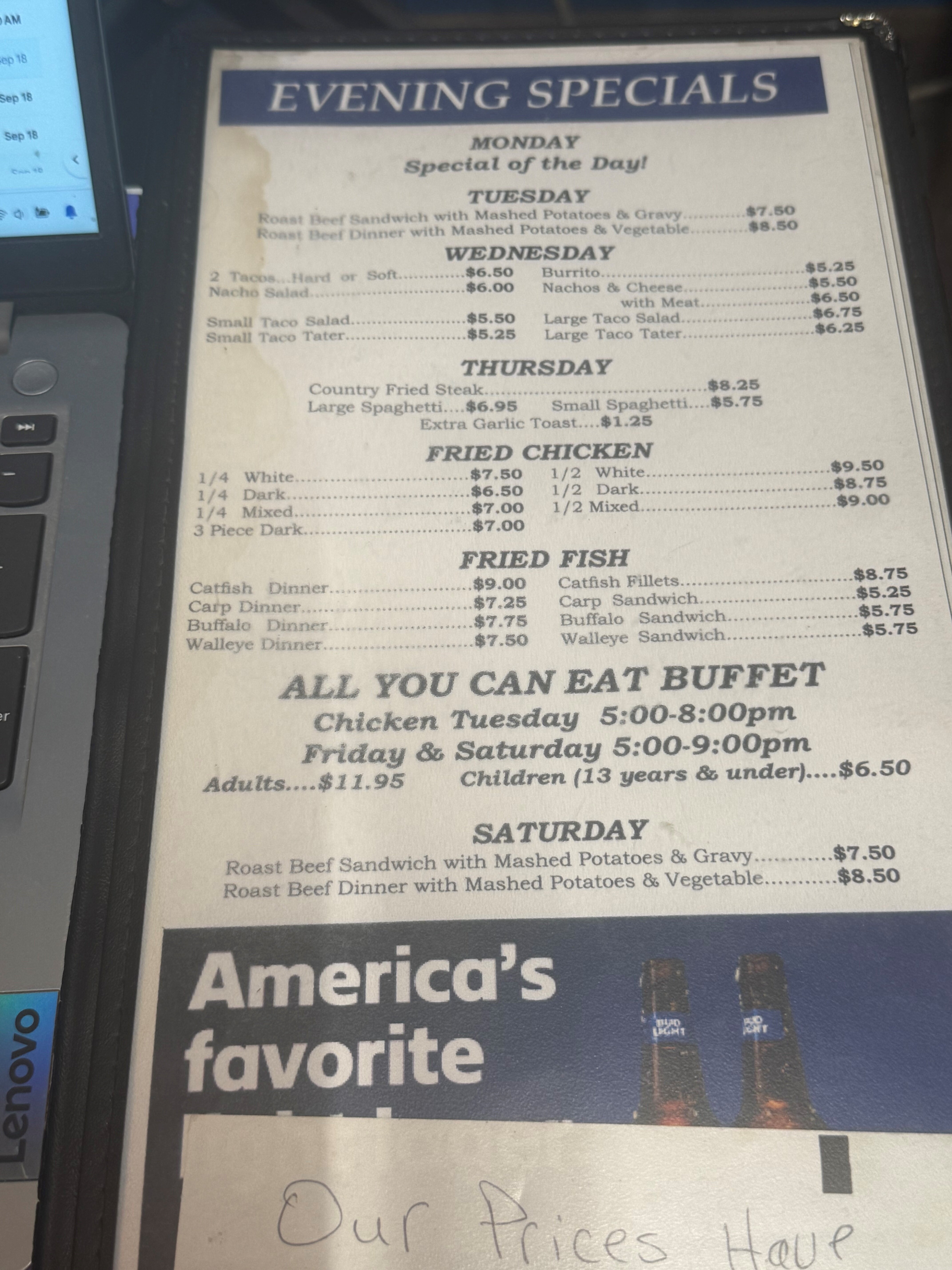 Mendon's Diner & Tap Menu