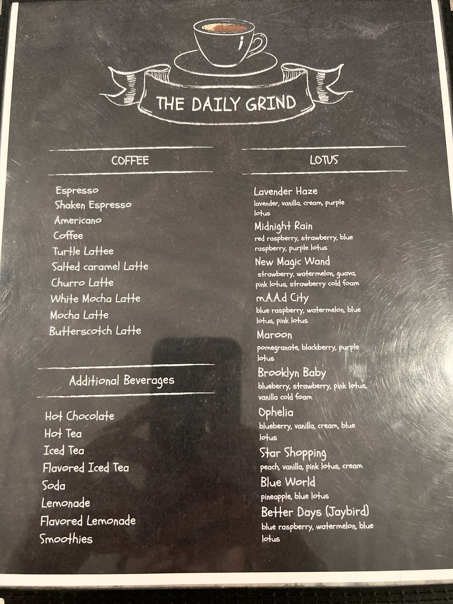 The Daily Grind Menu