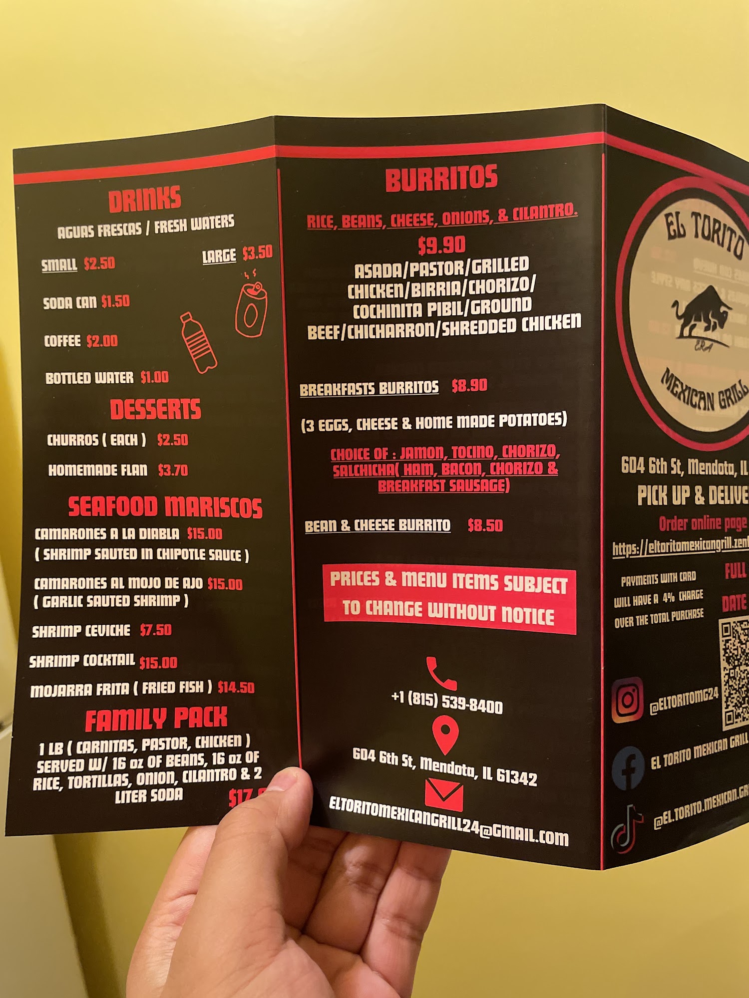 EL TORITO MEXICAN GRILL Menu