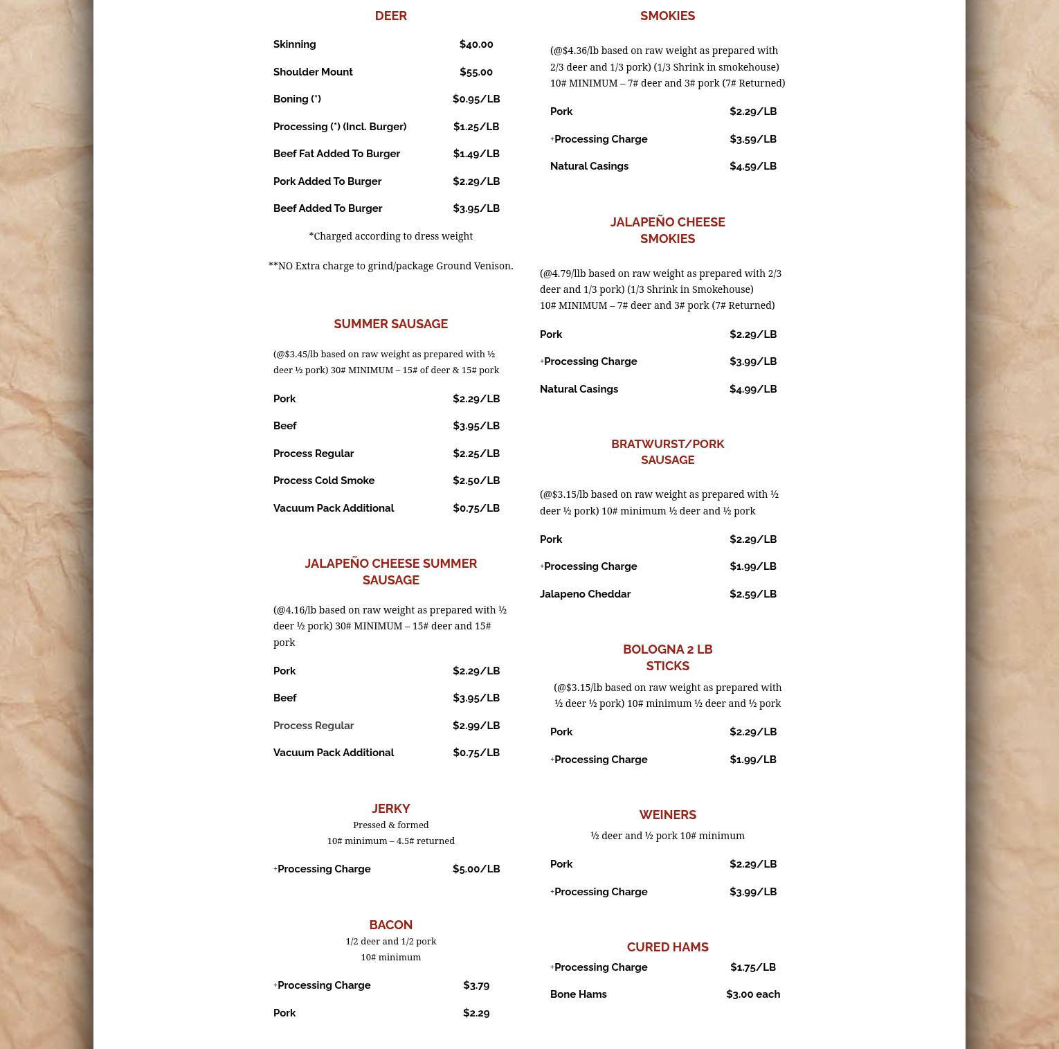 Schubert's Smokehouse Menu