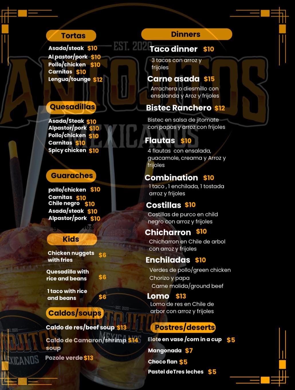Antojitos Mexicanos Menu
