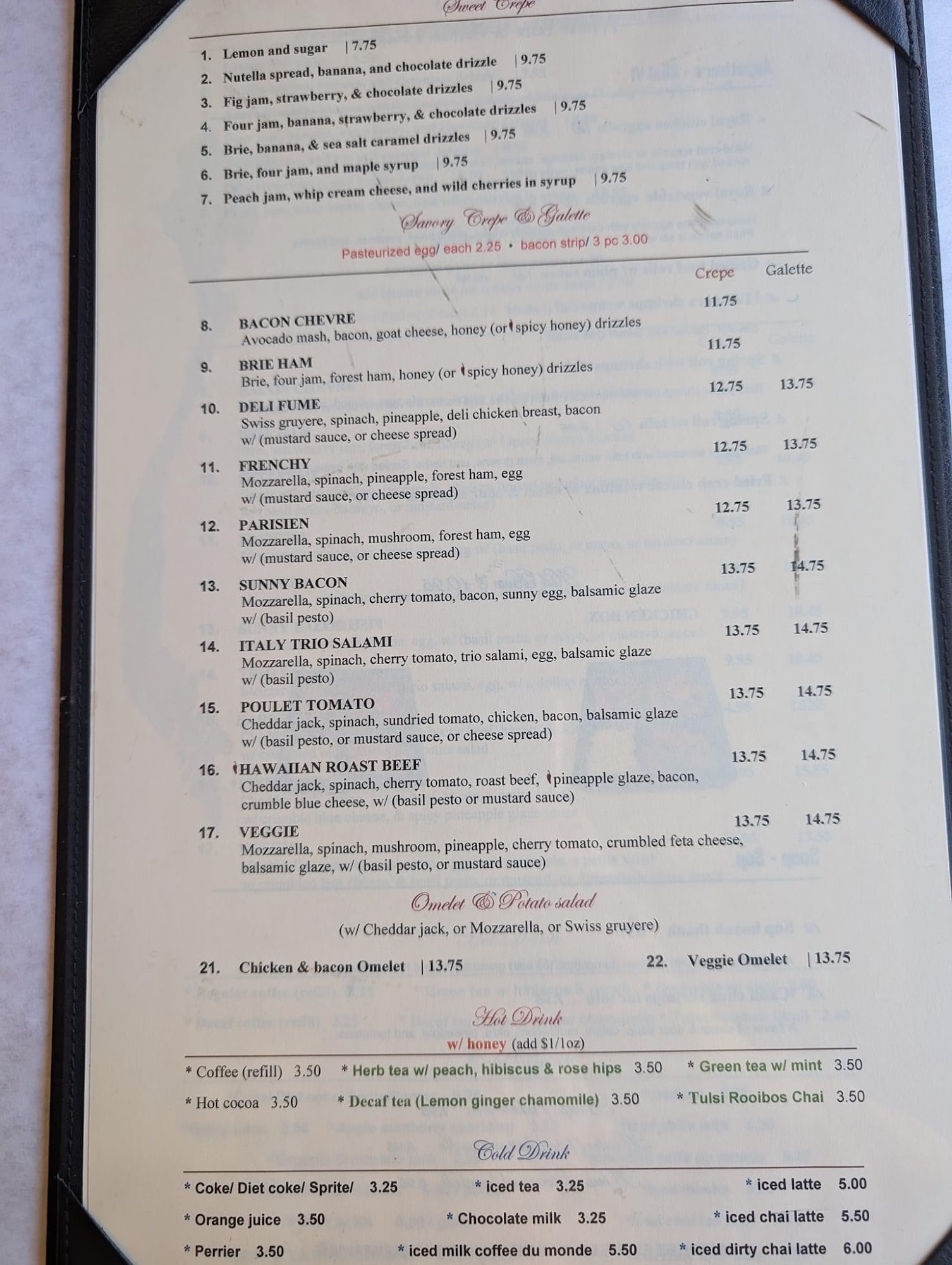 The Crepe Corner at Le Mekong Menu