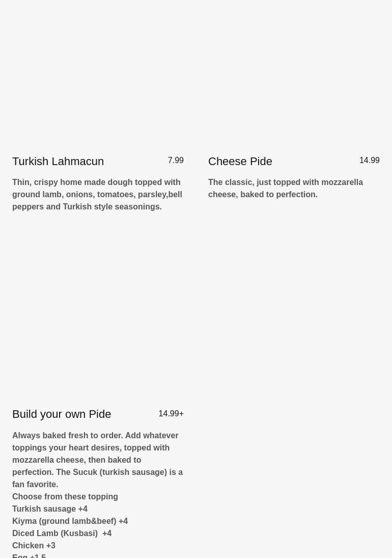 Cappadocia Mediterranean Grill Menu