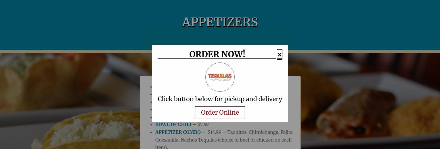 Tequila's Mexican Restaurant Menu