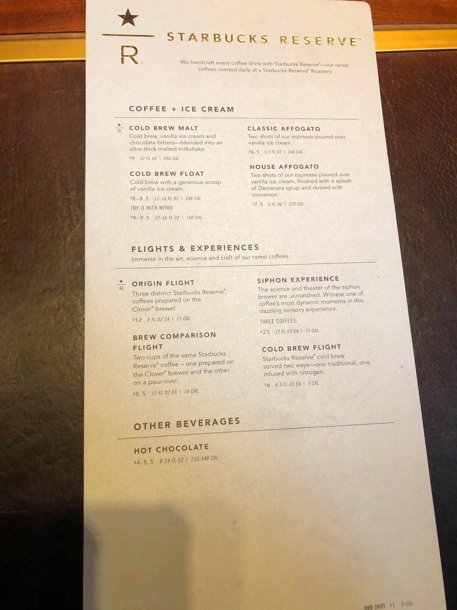 Starbucks Menu