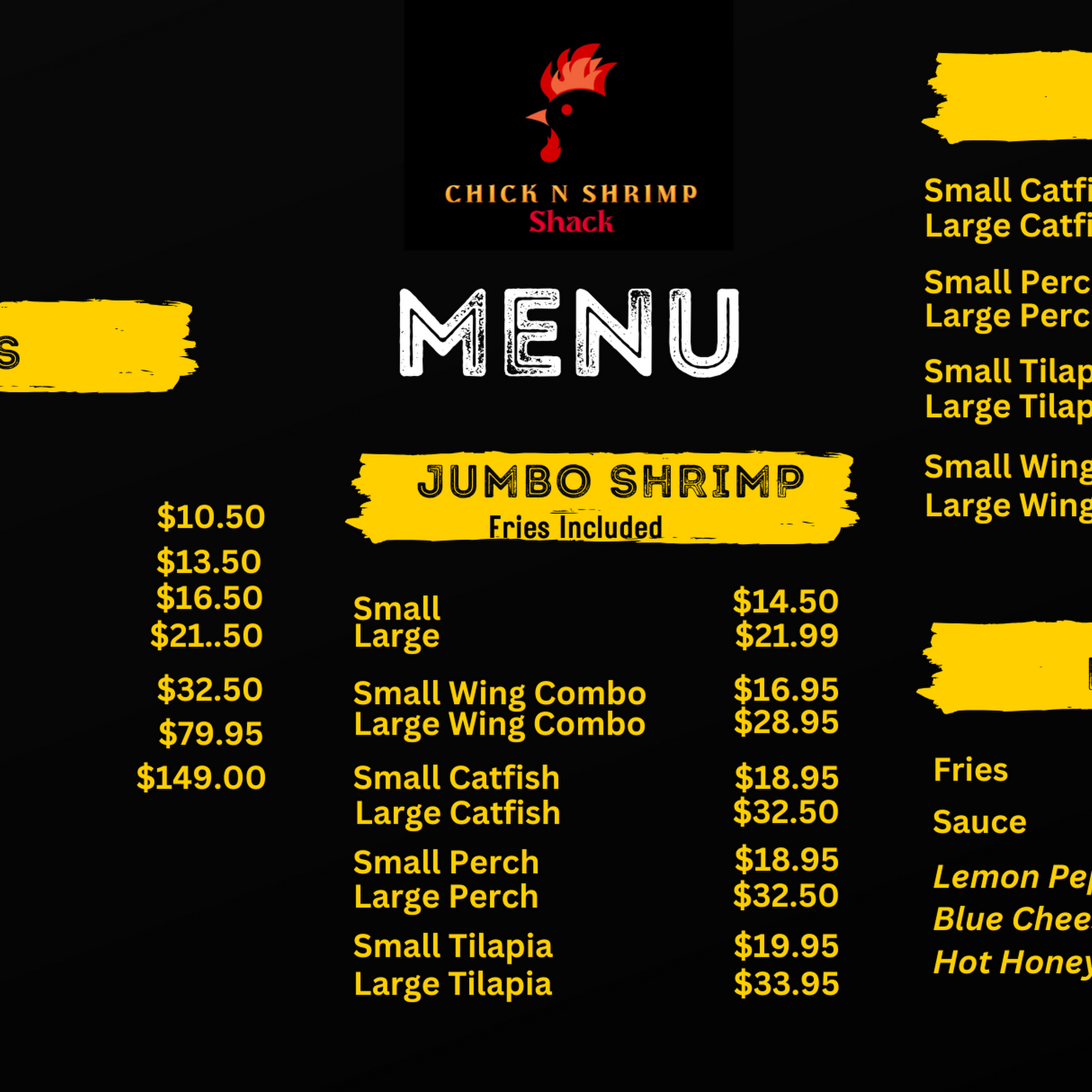 Chick N Shrimp Shack Menu