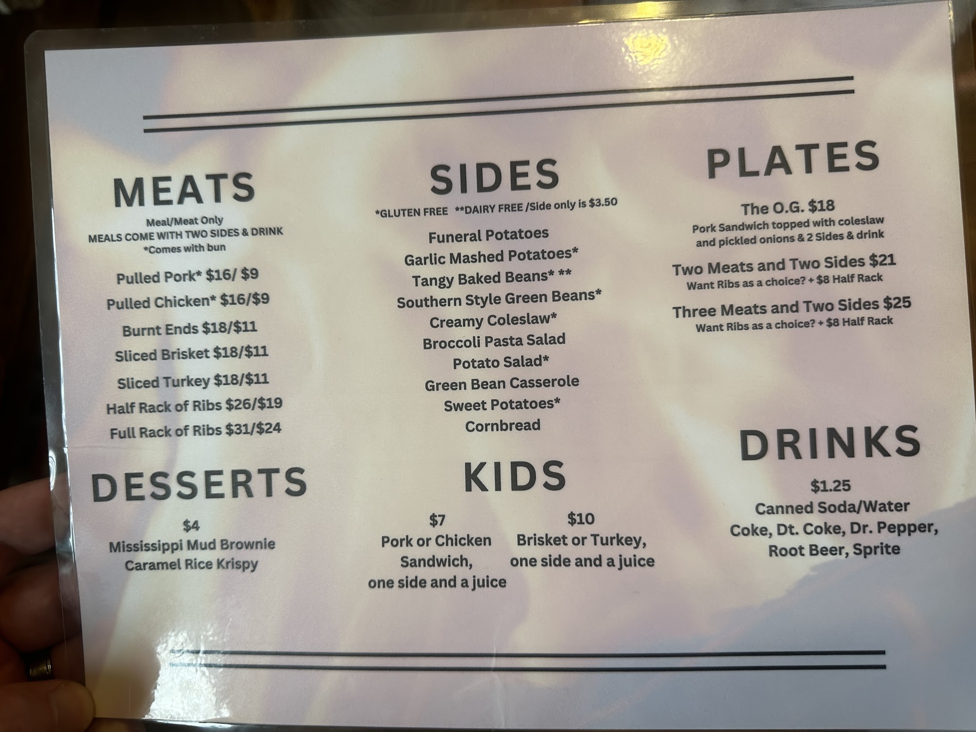 Fireside BBQ Menu