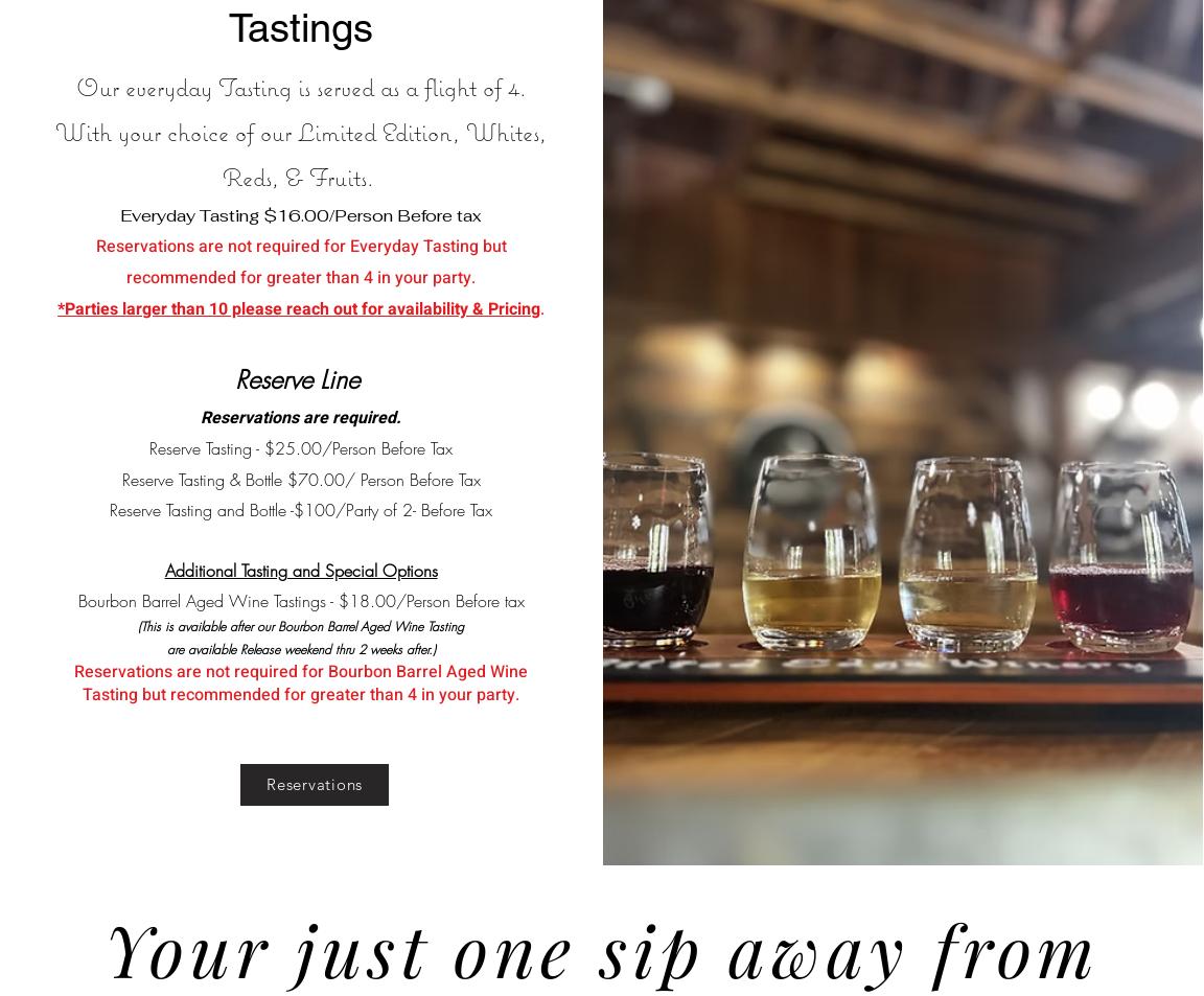 Gilted Edge Winery Menu