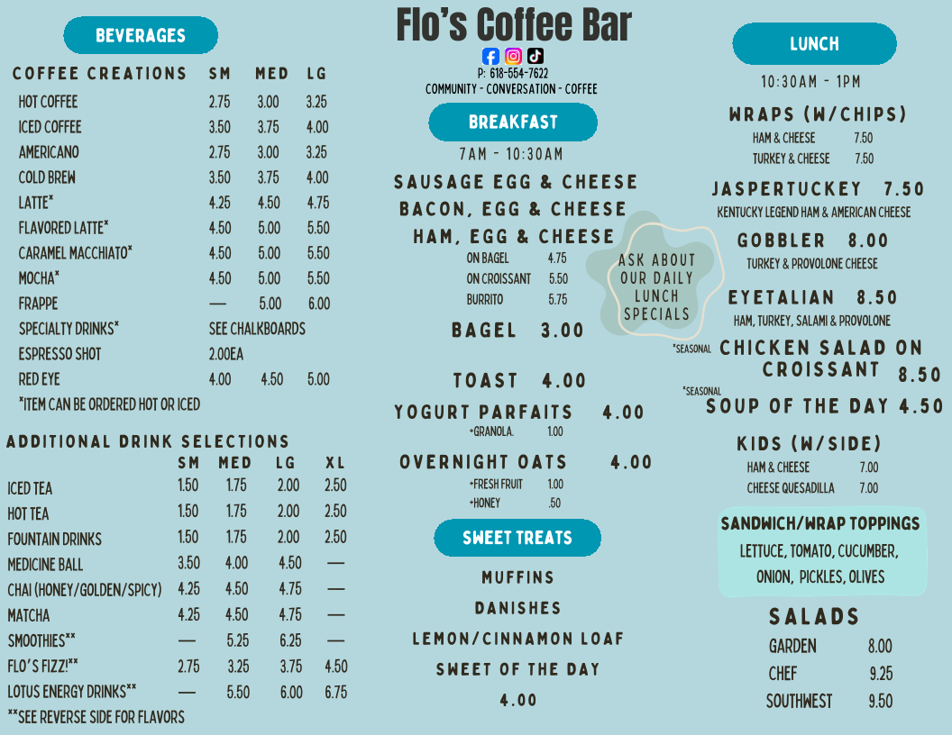 Flo's Coffee Bar Menu