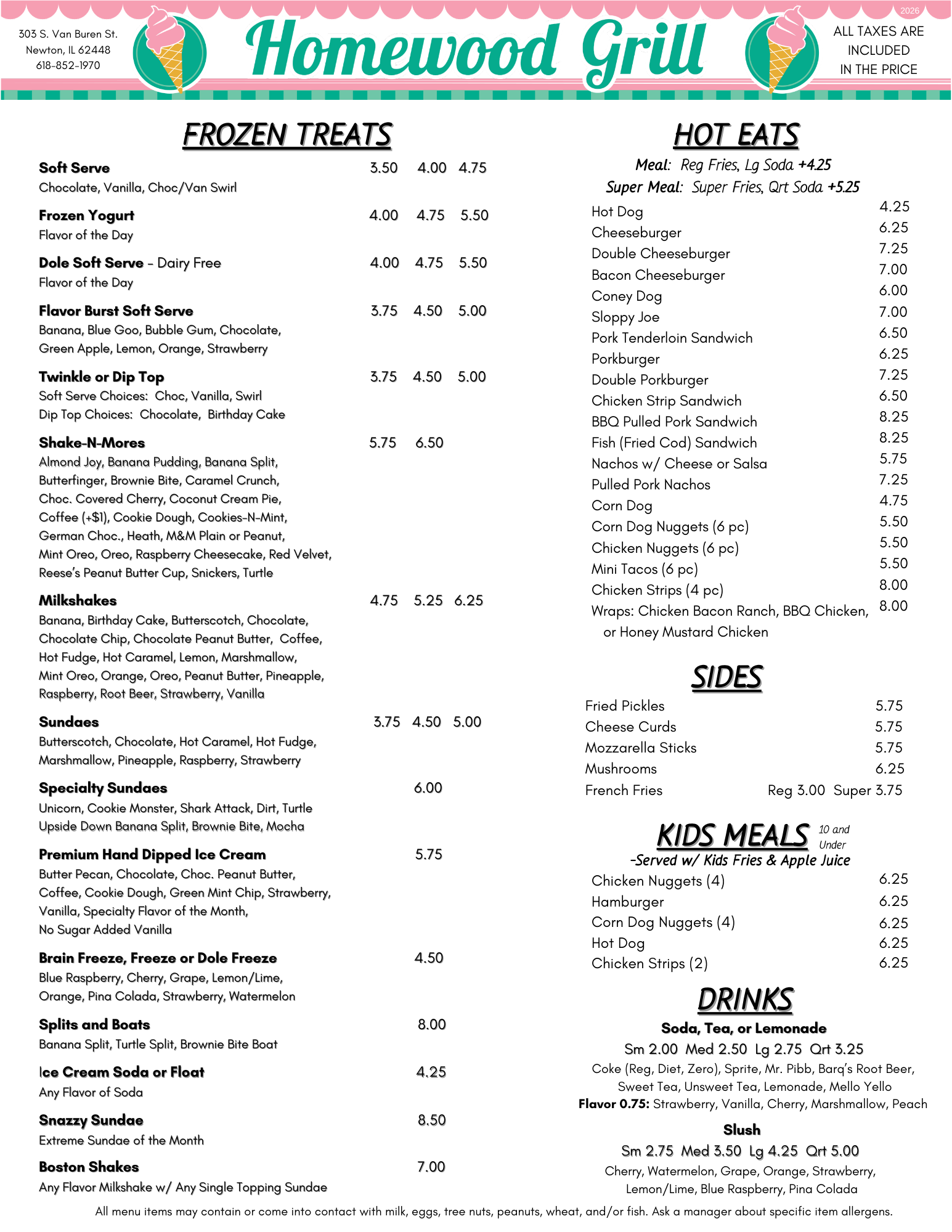 Homewood Grill Newton Menu