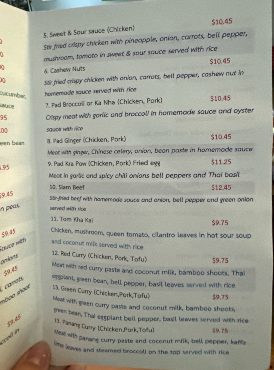 Happez Thai Restaurant Menu
