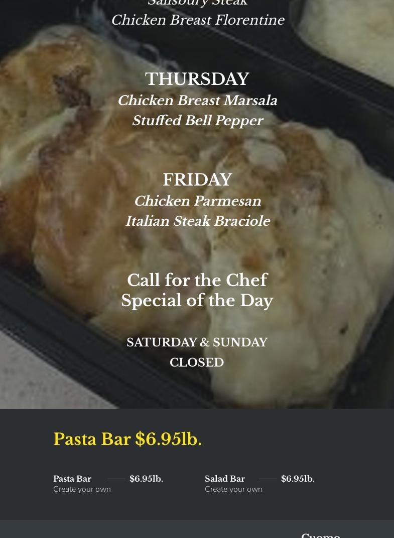Cuomo to go Menu