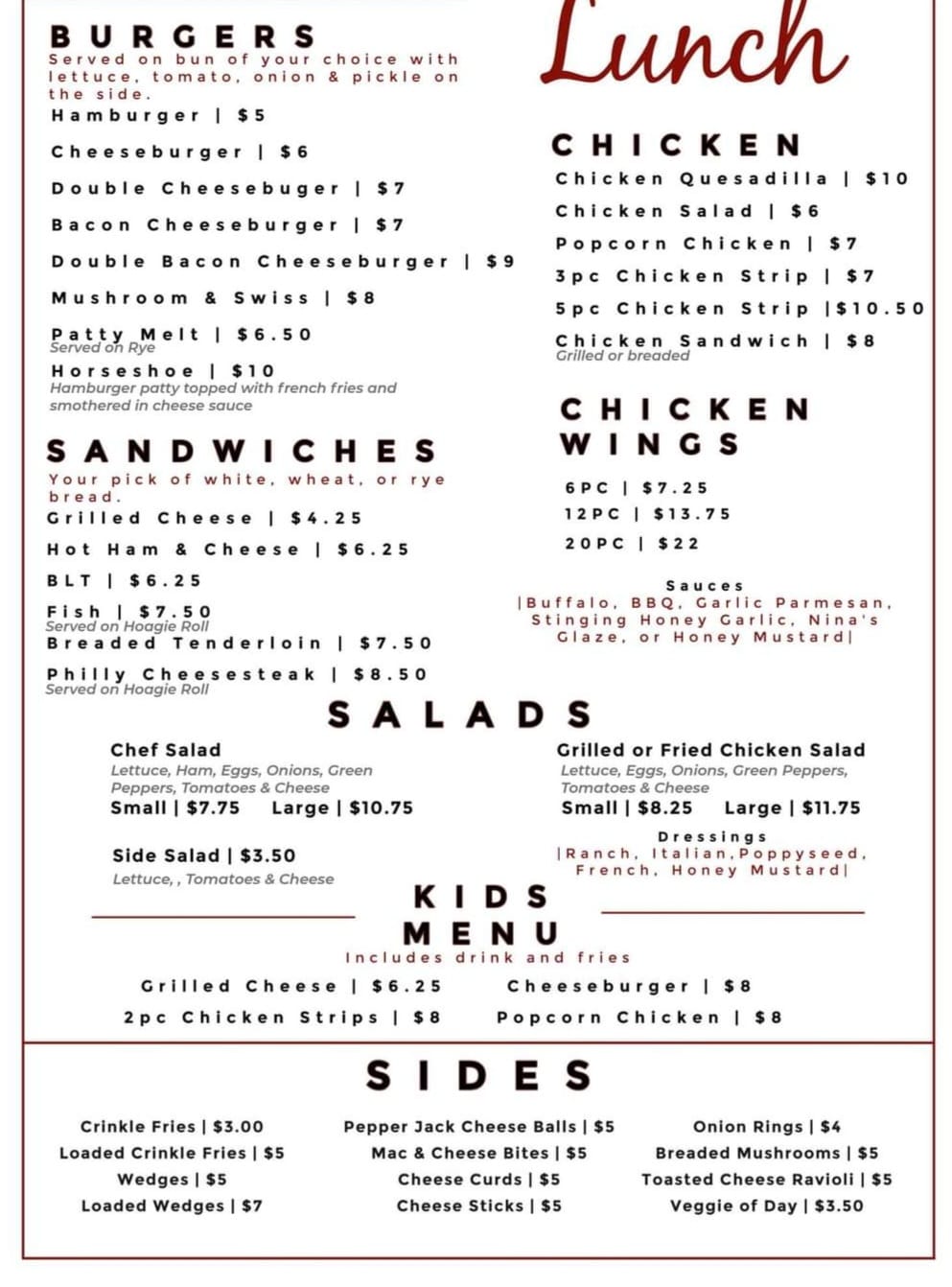 Odin Cafe Menu
