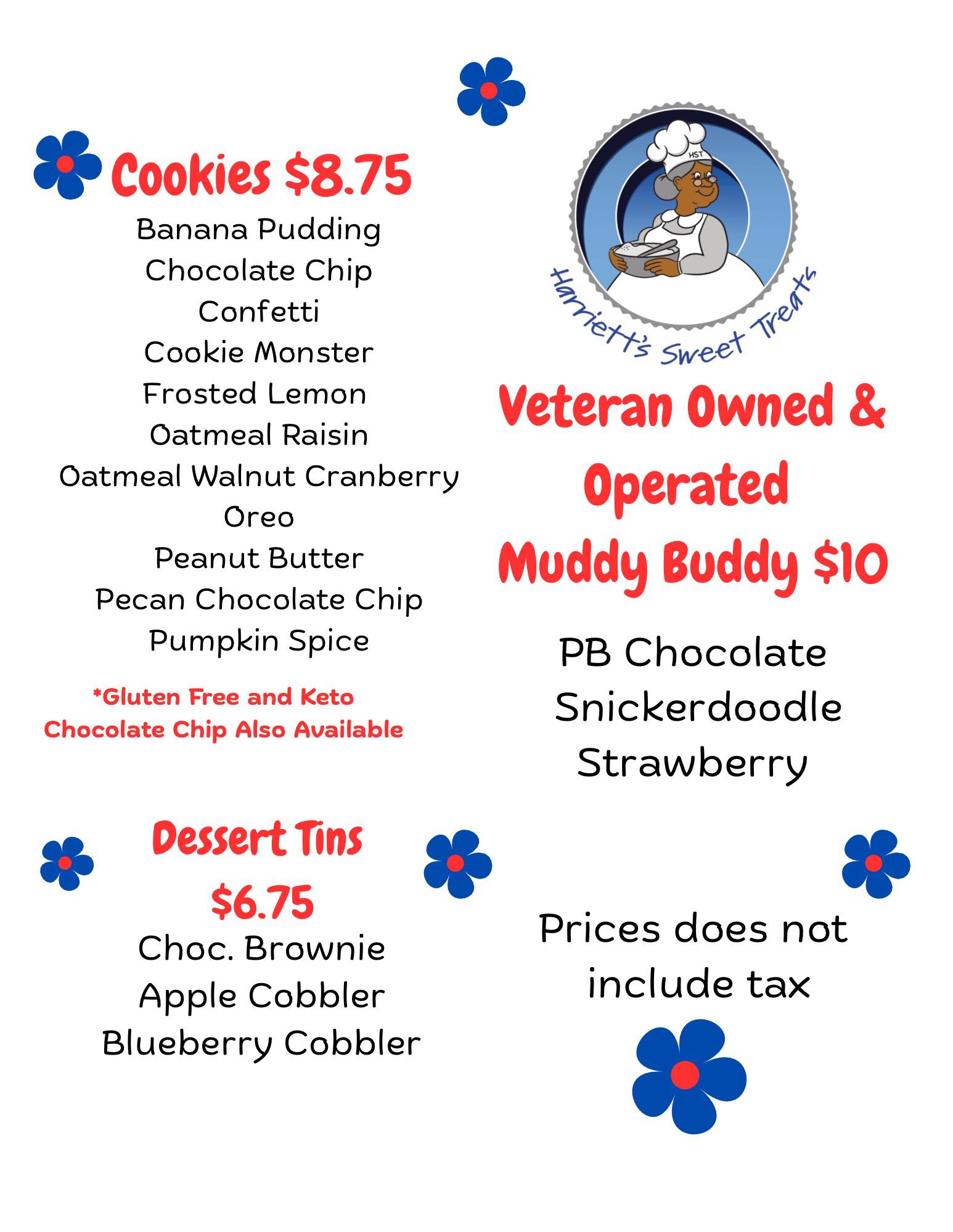 Harriett's Sweet Treats Menu