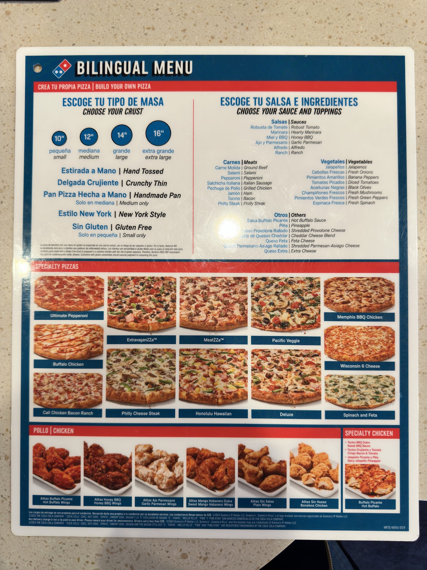 Domino's Pizza Menu