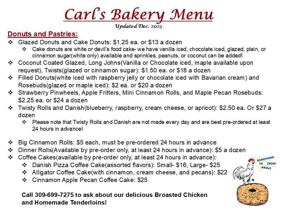 Aries And Cas Bakery Menu