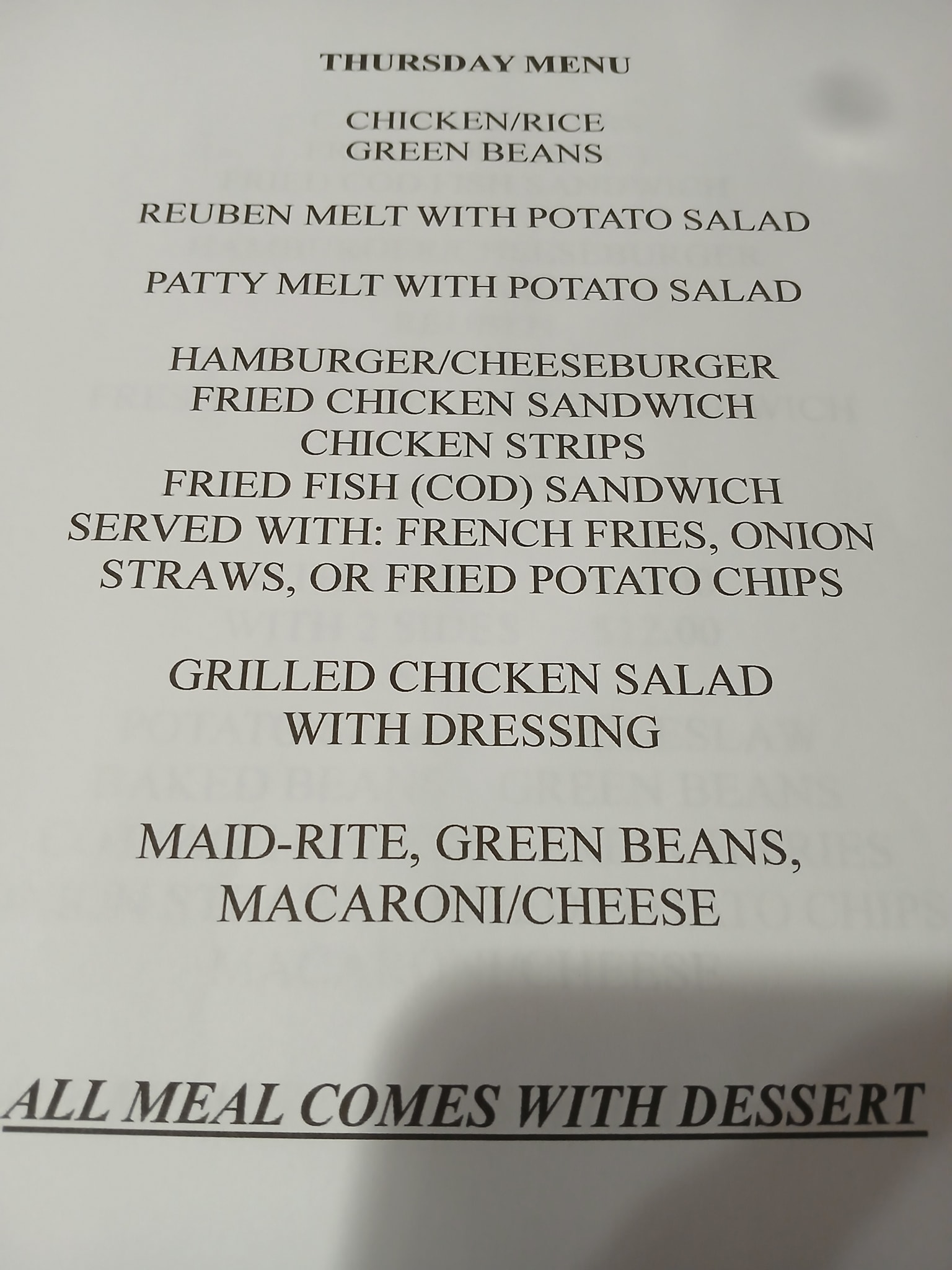 The Hooterville Cafe Menu