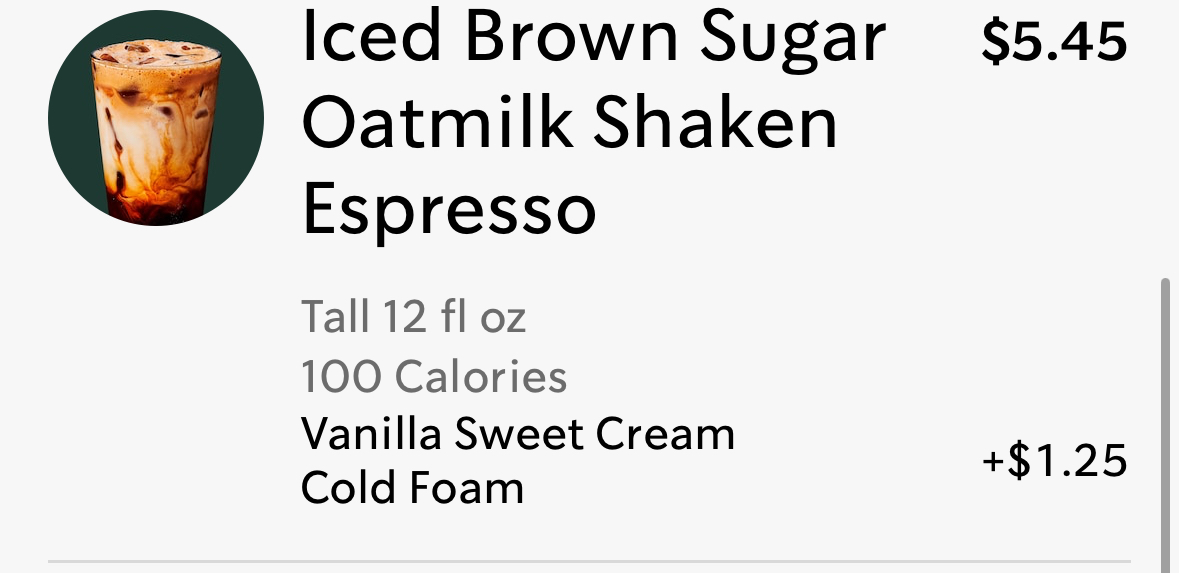 Starbucks Menu