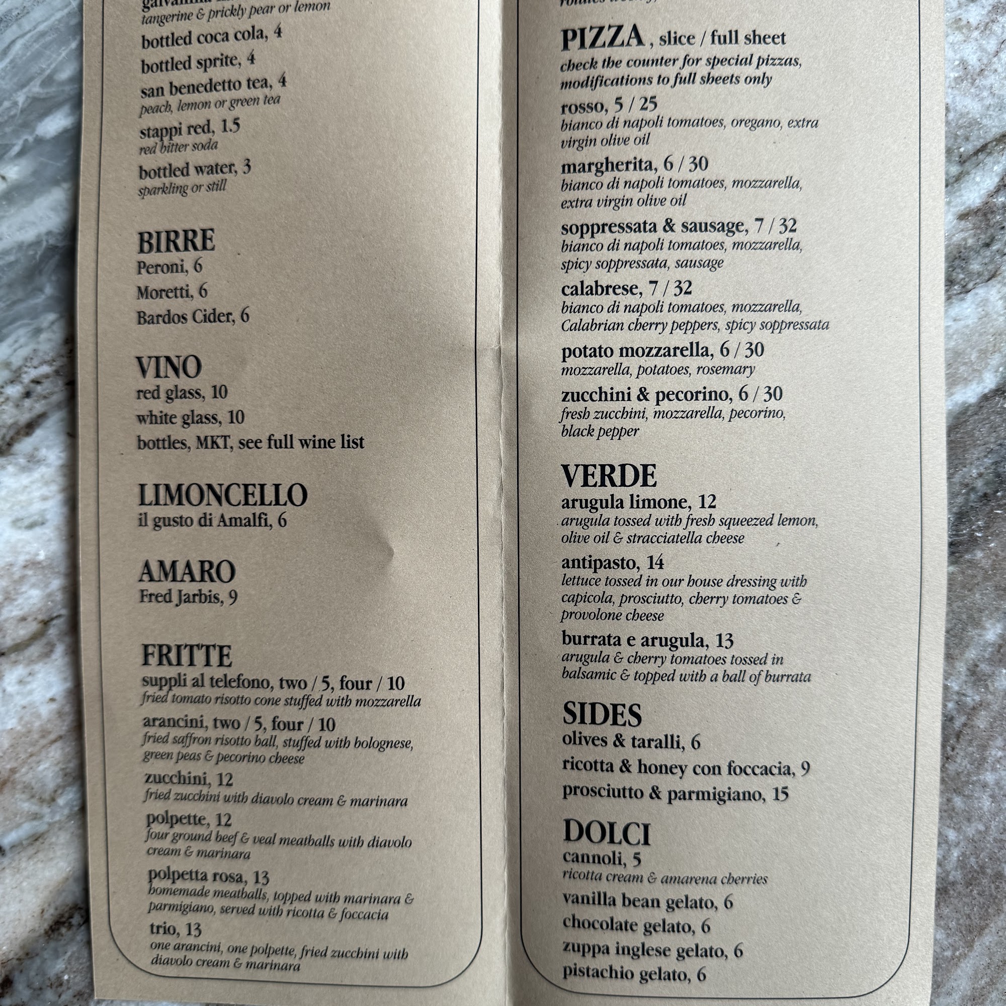Dario Mercato Menu