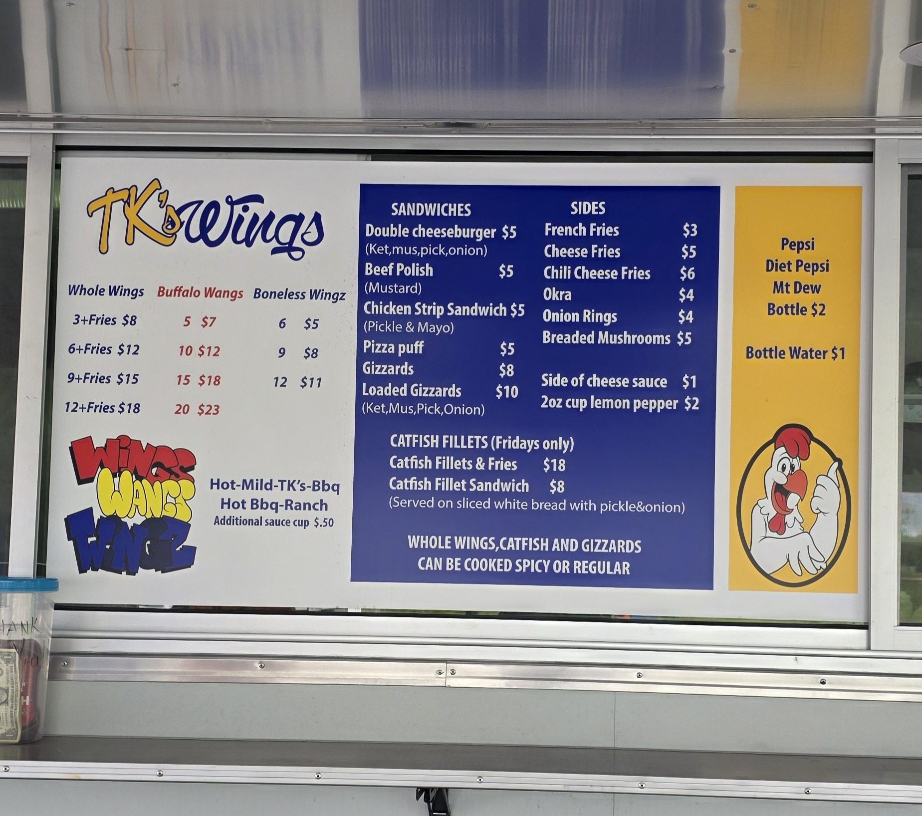TK's Wings Menu