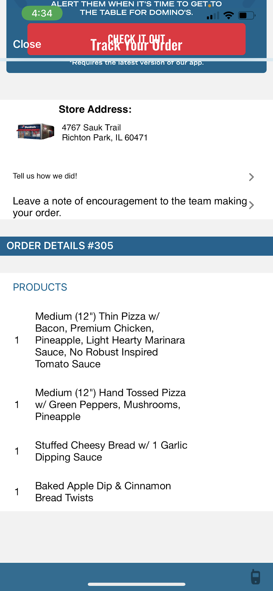 Domino's Pizza Menu