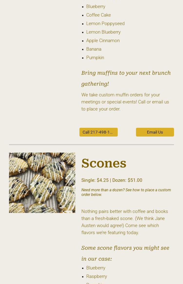 Mockingbird Bakery Menu