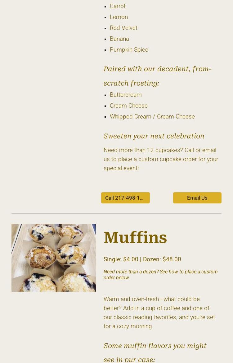 Mockingbird Bakery Menu