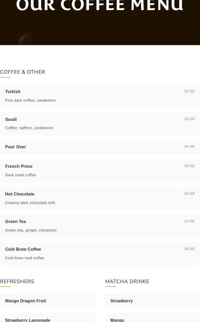Haraz Coffee House Menu