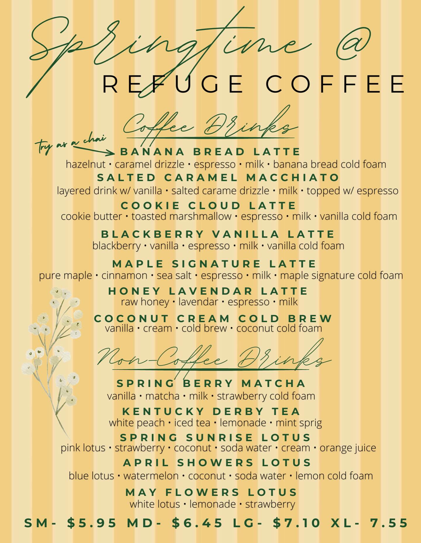 Refuge Coffee Menu