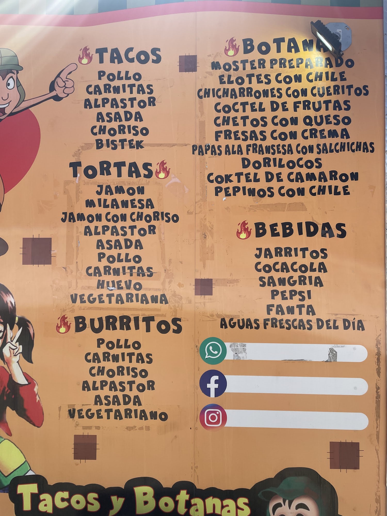 Tacos y Botanas del CHAVO Menu