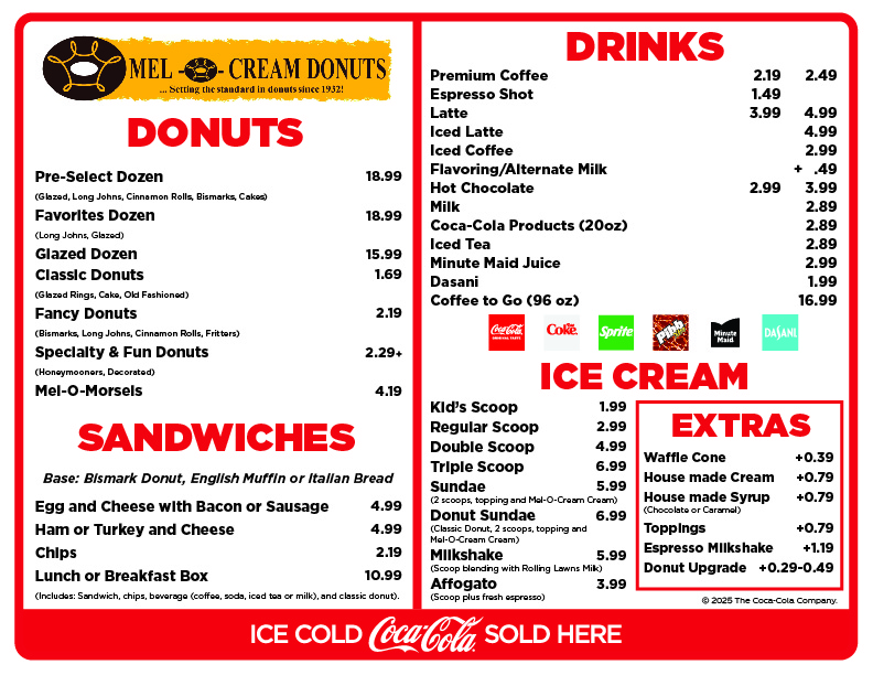 Mel-O-Cream Donuts Menu