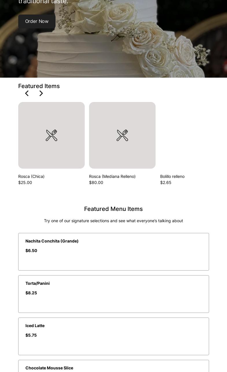 Luxe Cakes Panaderia Menu