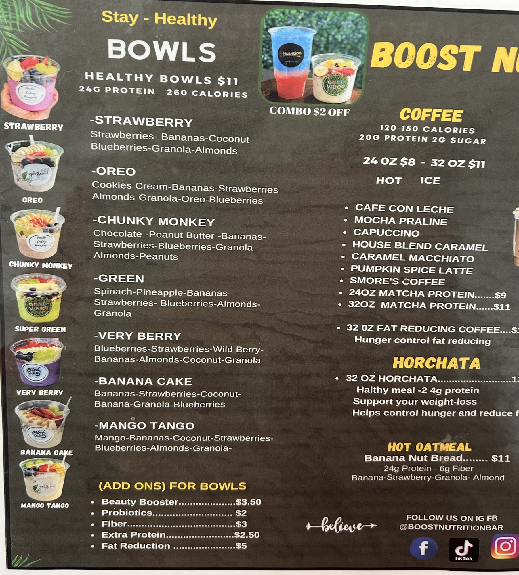 Boost Nutrition Menu