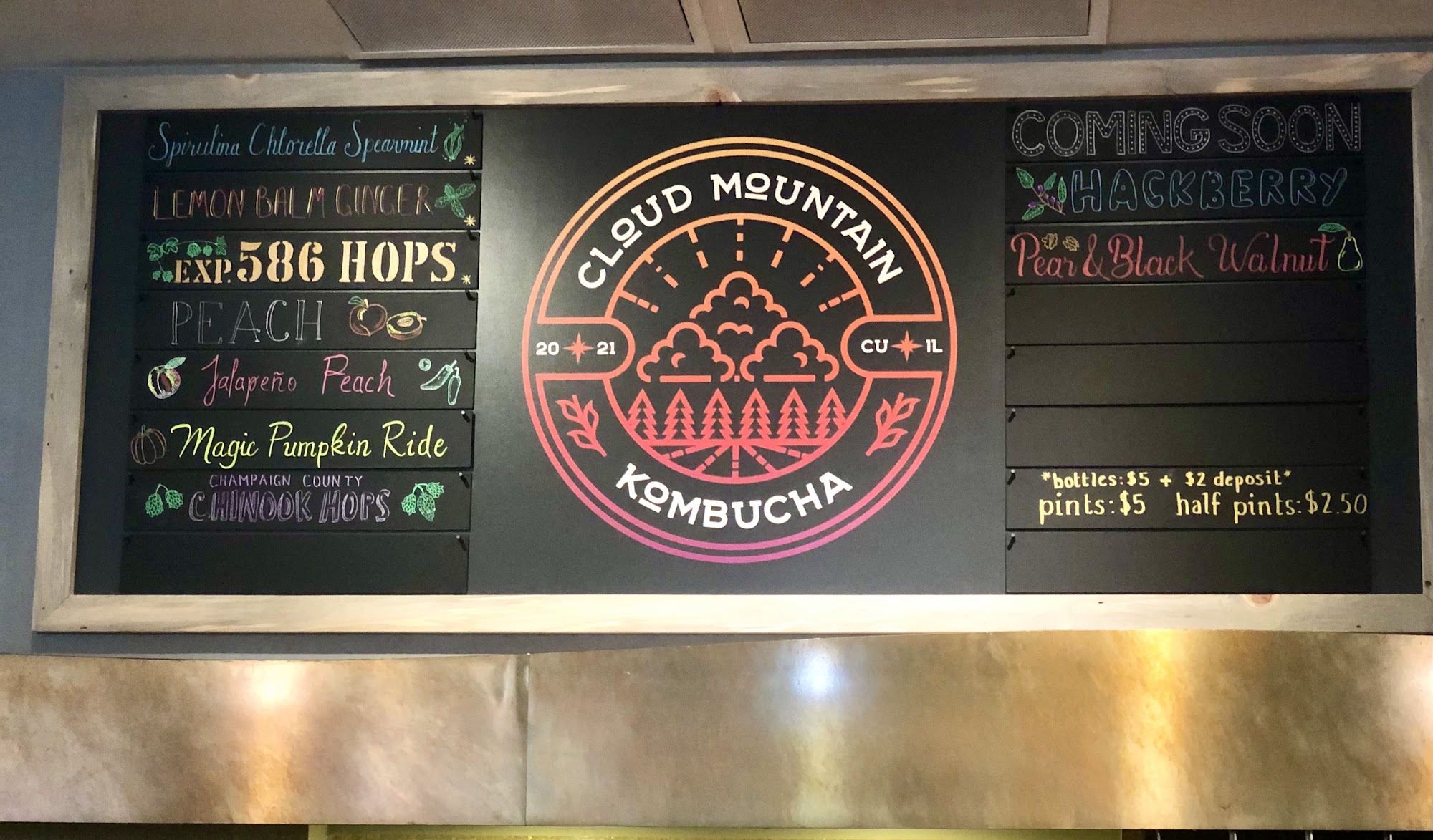 Cloud Mountain Kombucha Menu