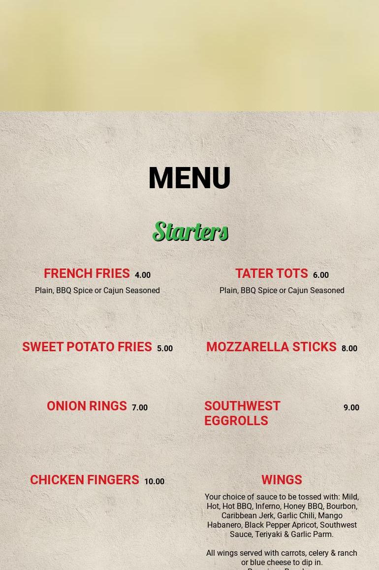 Enzo's Pizza and Rolls Menu