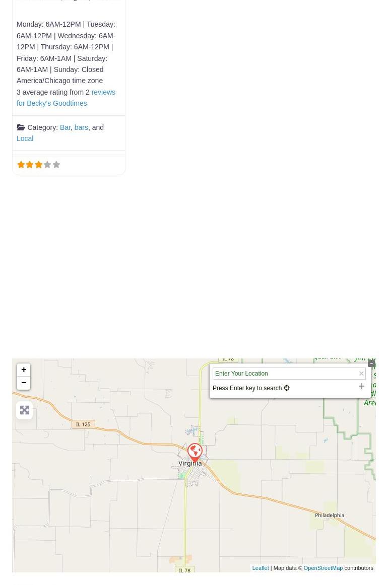 Becky's Goodtimes Menu