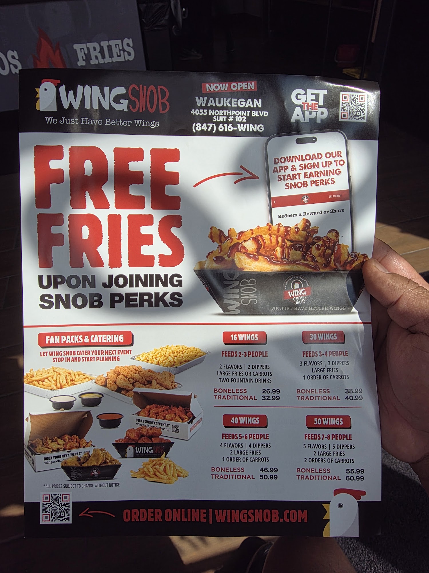 Wing Snob Menu
