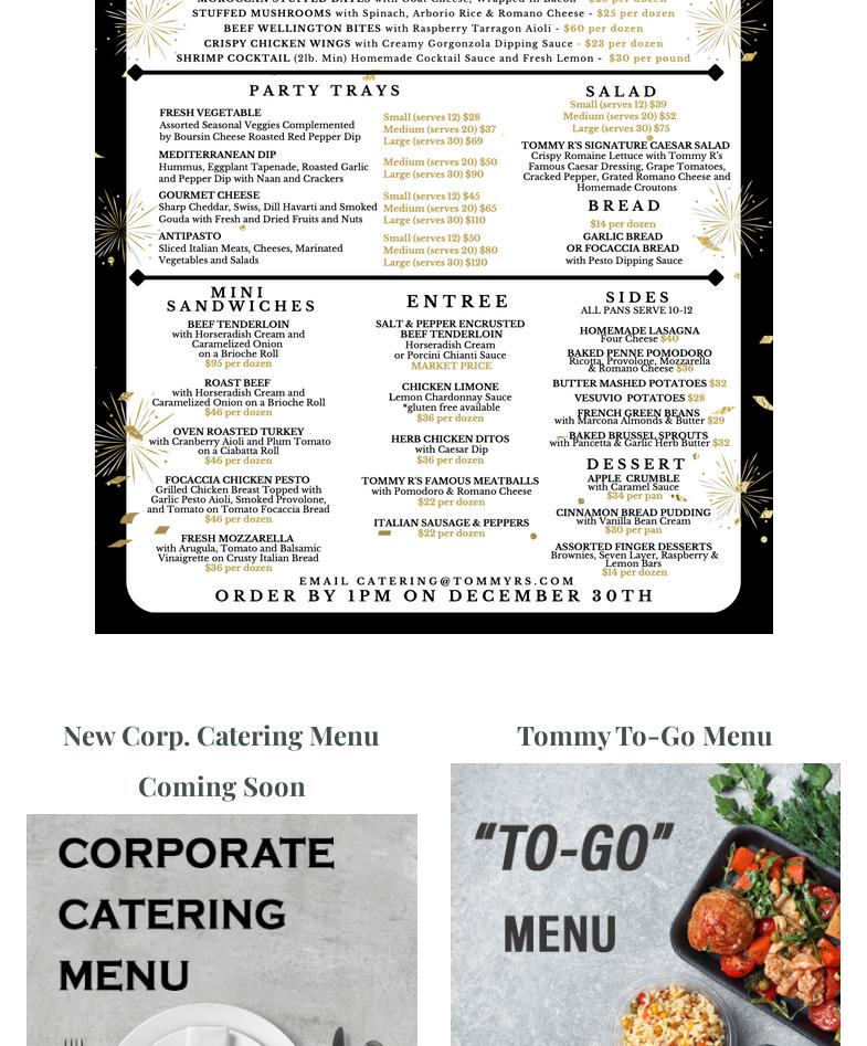 Tommy R's Catering Menu